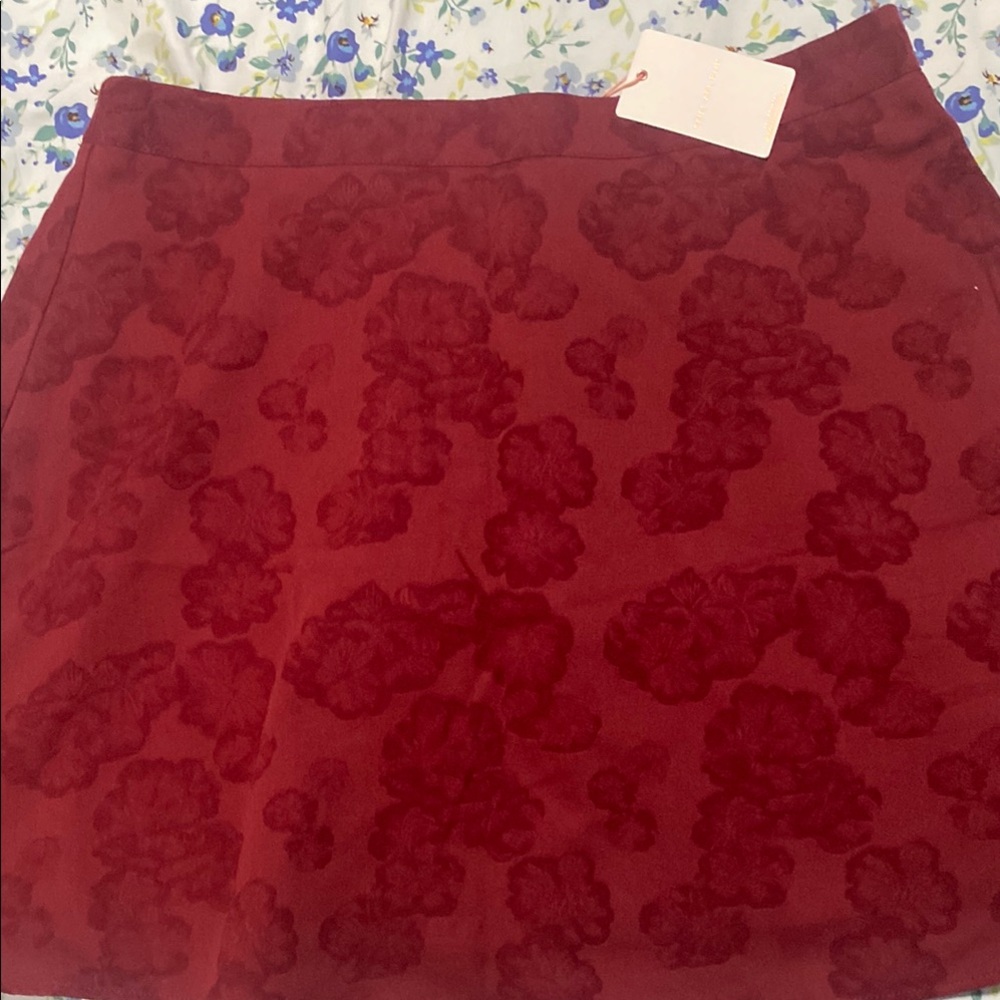 Eve A-Line Skirt in Rich Burgundy Floral